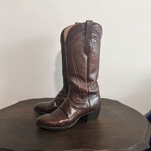 Lucchese Vintage Women's 7C Brown Leather Cowboy Boots-Style 8083 7C 4L301 Rodeo
